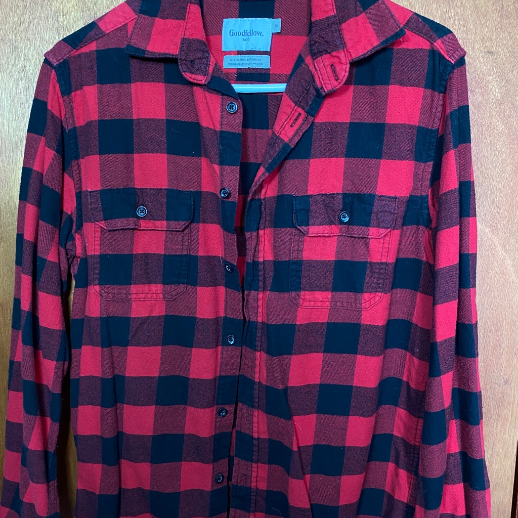 Medium Red & Black Checkered Button Down